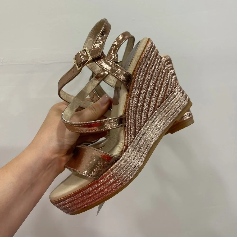 Cordani Harlow Rosegold Espadrille Wedge Sandal 36